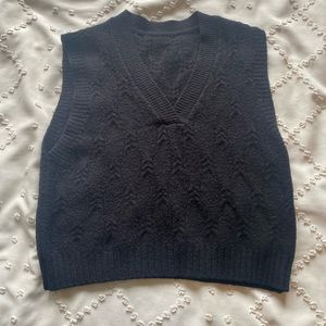 Black cable knit sweater vest